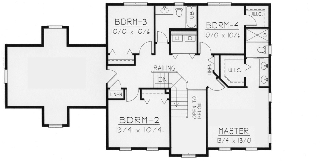 Full Length Covered Porch Second Floor Plan - SDL Custom Homes